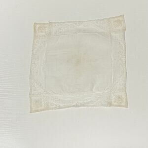 Vintage Very Old White Embroidered Hanky Hankie Very Unique 10”